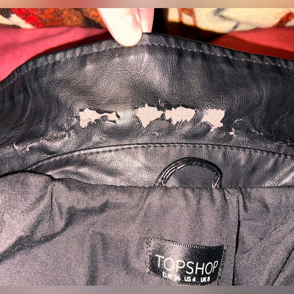 Top Shop - Black Faux Leather Moto Jacket - Size US 4 - Picture 10 of 10